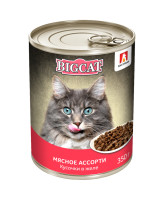 Зоогурман Big Cat консервы для кошек кусочки в желе, Мясное ассорти 350г