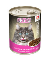 Зоогурман Big Cat консервы для стерилизованных кошек кусочки в желе, Телятина с кроликом 350г