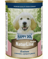Happy Dog Nature Line консервы для щенков Ягненок с печенью, сердцем и рисом 410г