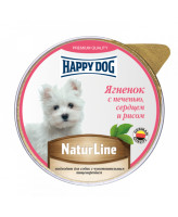 Happy Dog Nature Line паштет для собак и щенков Ягненок с печенью, сердцем и рисом 125г