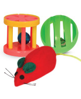 Triol Набор игрушек для кошек (мяч, мышь, барабан), d35мм; 85мм; 40мм