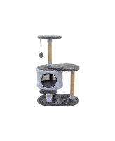 Дарэленд Домик-когтеточка Кира с площадкой, разборный, мех, джут 56*42*h90см серый
