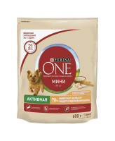 Purina ONE МИНИ корм для активных собак мелких пород с курицей и рисом