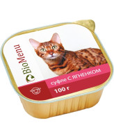 BioMenu консервы для кошек суфле с Ягненком 100г ламистер