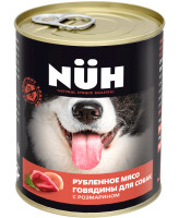 NUH консервы для собак средних и крупных пород беззерновые рубленное мясо Говядины с розмарином 340г