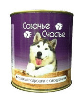 Собачье счастье консервы для собак Говяжьи потрошки с овощами 750г