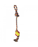 Triol Игрушка для собак Верёвка цветная с мячом с двумя узлами 43см