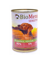 BioMenu Sensitive консервы для собак Индейка и Кролик 410г