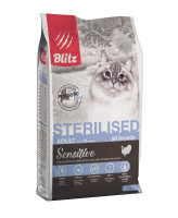 BLITZ Sterilised Корм для кастрированных/стерилизованных кошек, Индейка