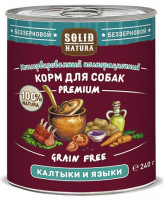 Solid Natura Premium консервы для собак Калтыки и языки 240г