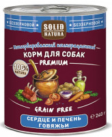 Solid Natura Premium консервы для собак Сердце и печень 240г