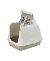 Moderna Туалет-домик для кошек Cat с угольным фильтром и совком, 50х39х37см, теплый серый