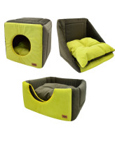 Zooexpress Дом куб-трансформер "Ампир" мебельная ткань, оливковый/зеленый
