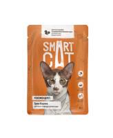 Smart Cat консервы для кошек и котят Кусочки индейки со шпинатом в нежном соусе, 85г пауч