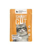 Smart Cat консервы для кошек и котят Кусочки курочки со шпинатом в нежном соусе, 85г пауч