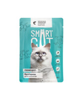 Smart Cat консервы для кошек и котят Кусочки лосося в нежном соусе, 85г пауч