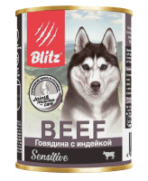 Blitz Sensitive Консервы для собак всех возрастов с говядиной и индейкой 400г
