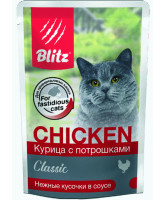 BLITZ Консервы для кошек Курица с потрошками, кусочки в соусе 85г